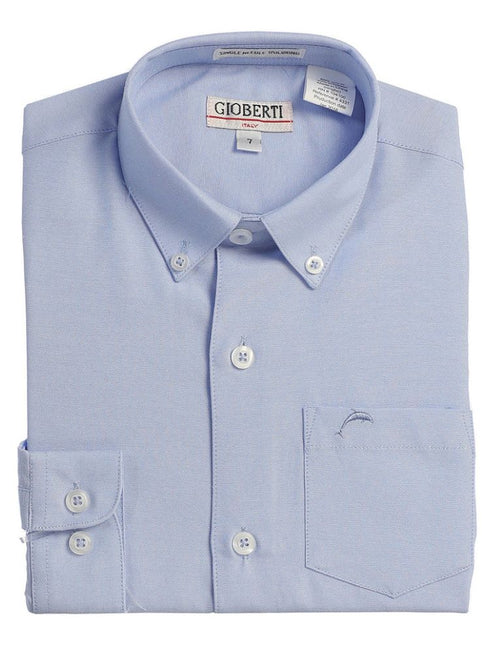 Gioberti Boy's Long Sleeve Oxford Button Down Dress Shirt, Sizes 2T-18 - SophiasStyle.com
